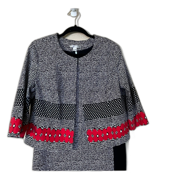 LANALEE Montreal 2 Piece Suit Dress Jacket Black Red White Career Xl/L - Picture 2 of 8